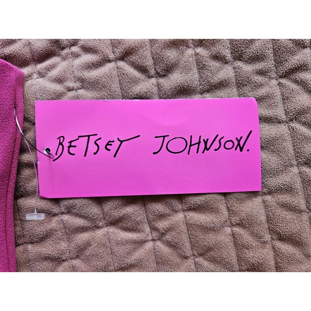 NWT Betsey Johnson Hot Pink Scuba Crepe Lined Midi Dress Back Zip Ruffled Hem 14 - Picture 9 of 12